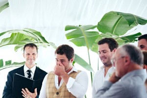 Craig the groom shedding a tear when he saw his beautiful bride for the very first time