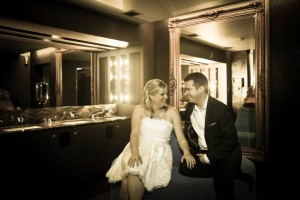 The newlyweds enjoying a moment following their seriously awesome and super sweet Fix Restaurant surprise wedding.