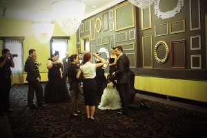 The grooms party in the very capable hands of Jenni, the Wedding and Functions Exec as they prepare to make their way down the aisle