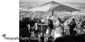 Mt Coot-tha Wedding Celebrant Ciara Hodge at Summit Restaurant. Image: Papillon Studios