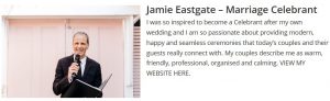 non-religious Wedding Celebrant Jamie Eastagte